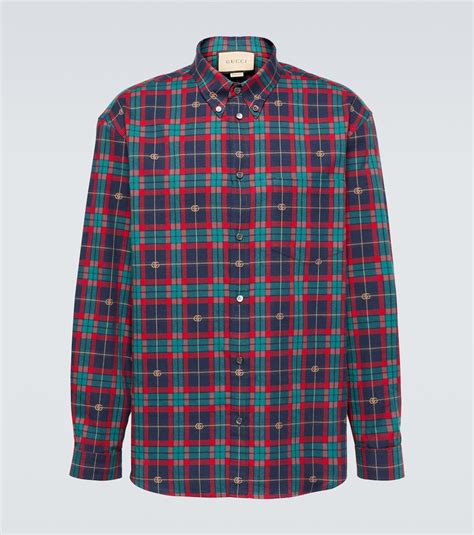 Gucci Double G tartan cotton shirt